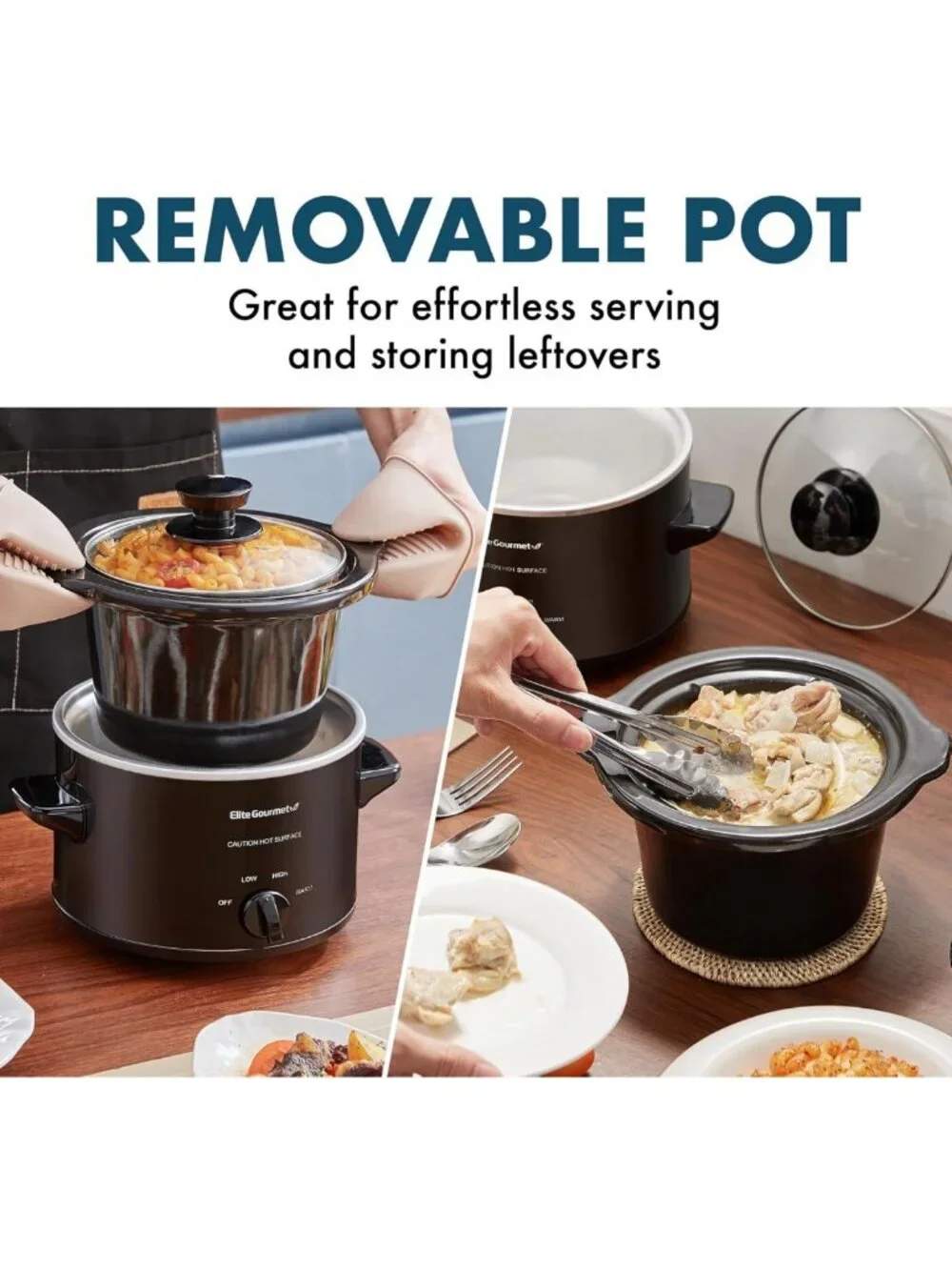 Electric Slow Cooker 1.5 Quart - Adjustable Temp for Soups, Stews, Dips & More